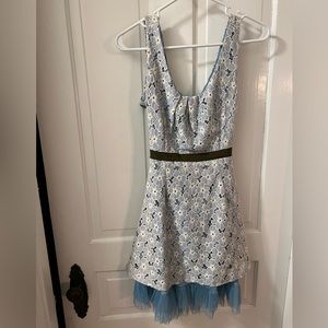 Altar’d State blue and white lace dress with cut-out back, size S